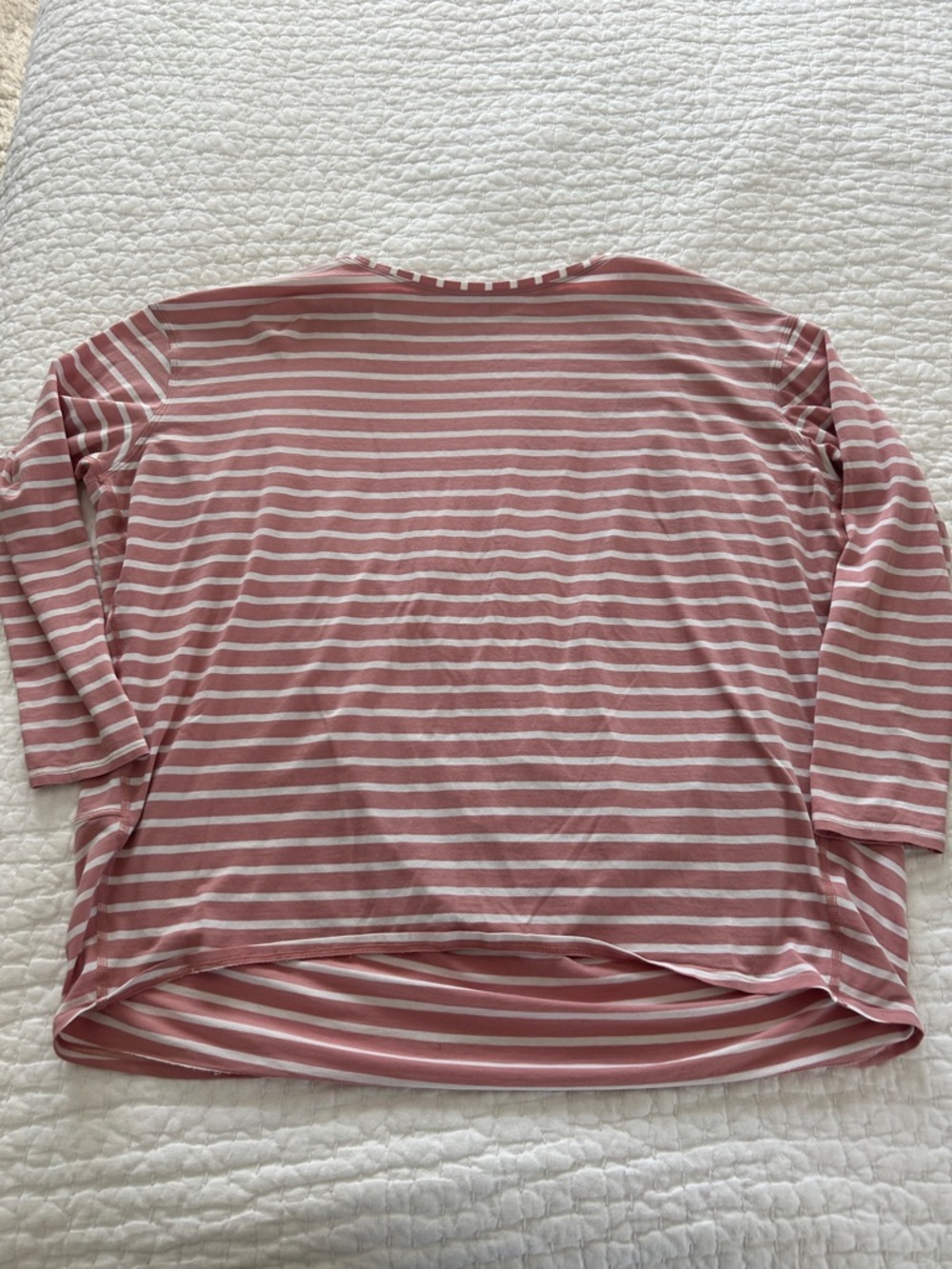 lululemon athletica Dusty Pink & White Striped Long Sleeve Top